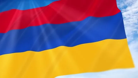 Armenia Flag Seamless Loop 4k 60fps on Sky Background Stock Footage 341680835