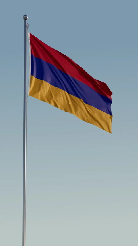 Armenia Flag Seamless Loop Cinematic Realistic Waving Blue Sky 스톡 동영상 316750007