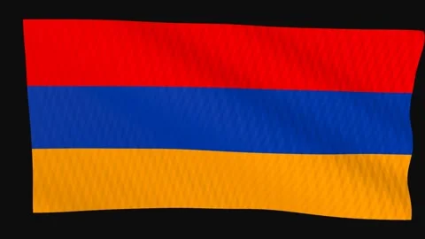 Armenia flag waving in the wind on a black background Stock Footage 343207448