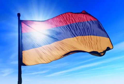 Armenia flag waving on the wind Stock Illustration