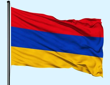 Armenia Flag Wind Waving With Pole Stock Illustration