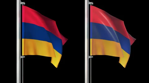 Armenia flags loop pack 3 in 1 with alpha screen and loop 7sec Stock Footage 36719202