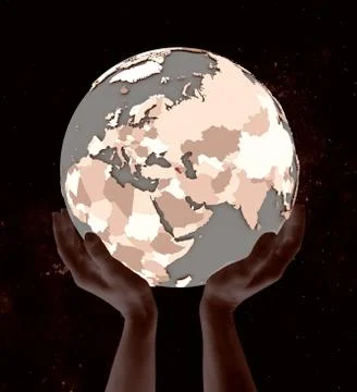 Armenia on globe in hands Stock Illustration