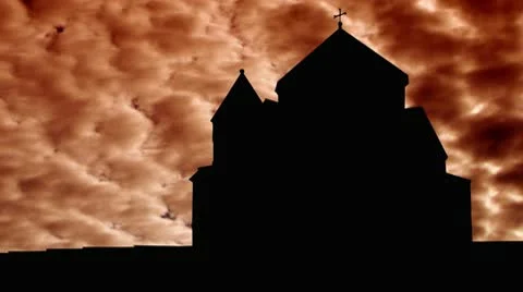 Armenia Hripsime orange clouds Video stock 10592282