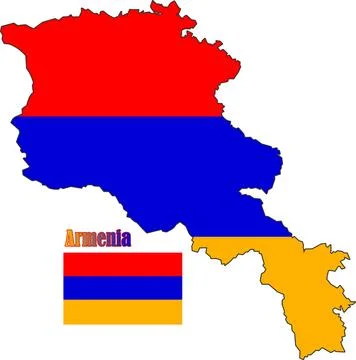 Armenia Map and Flag Stock Illustration