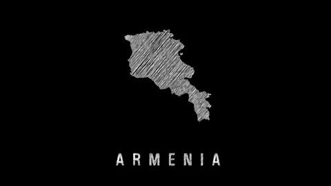 Armenia map appearing with pencil scribble effect on black background Stock Footage 314337477