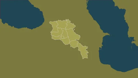 Armenia map - extract. Regions. Pattern. Labels Stock Footage 320177681