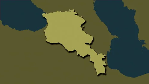 Armenia map - extract. Shadow. Pattern. Labels Stock Footage 320177981