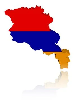 Armenia map flag 3d render with reflection illustration Stock Illustration