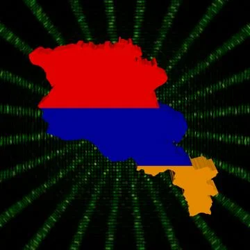 Armenia map flag on green hex code burst illustration Stockillustratie
