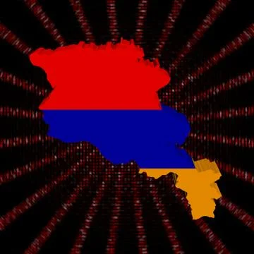 Armenia map flag on red hex code burst illustration 库存插图