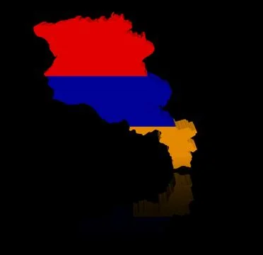 Armenia map flag with reflection illustration Stock Illustration
