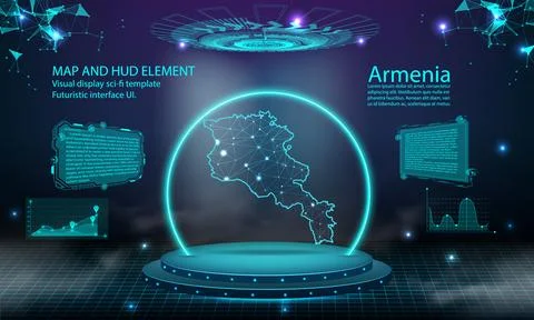 Armenia map light connecting effect background. abstract digital technology.. Stock Illustration
