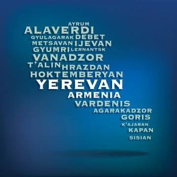 Armenia map made with name of cities Stock Illustration