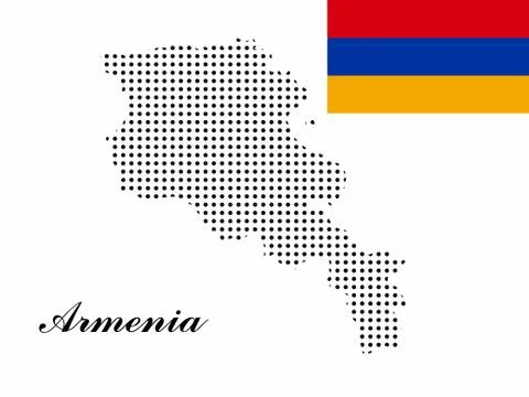 Armenia map vector with polka dots and the armenian flag Stock Illustration
