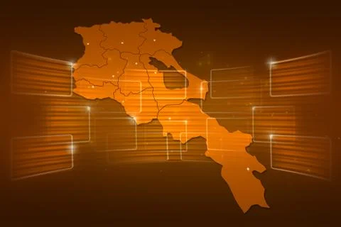 Armenia map world map news communication gold yellow Stock-Illustration
