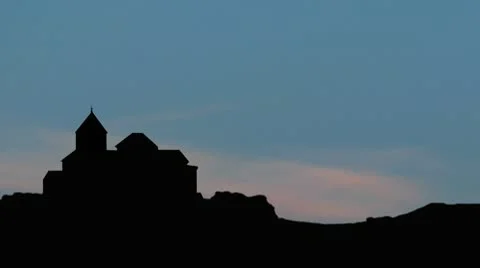 Armenia The monastery of Sevan moonrise Stock Footage 10592403