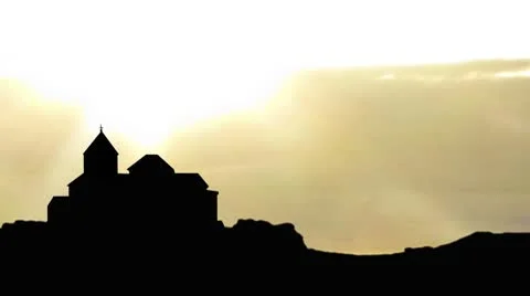 Armenia The monastery of Sevan sunset Video stock 10592458