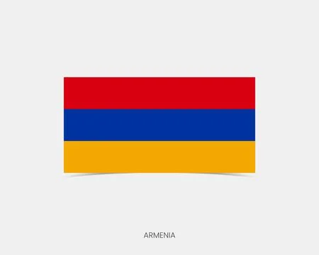 Armenia Rectangle flag icon with shadow. Illustrazione stock