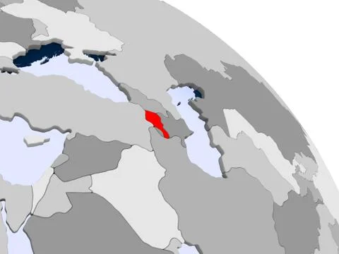 Armenia in red on map Stock Illustration