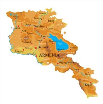 Armenia relief map Stock Illustration