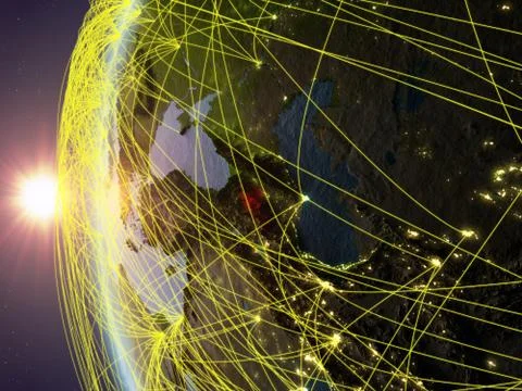 Armenia from space with network Illustrazione stock