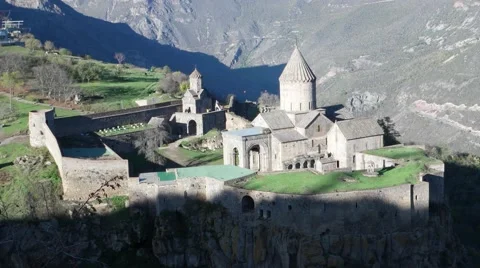 Armenia Tatev monastery complex surrounded by green mountains Stock-Footage 61886842