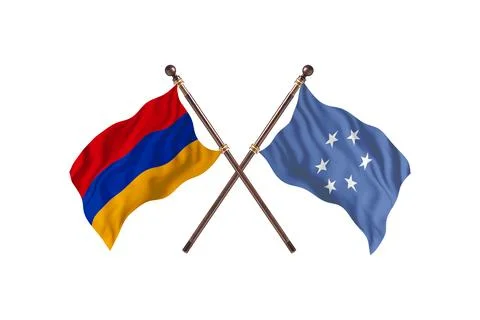 Armenia Versus Micronesia  Two countries Flags background Stock Illustration