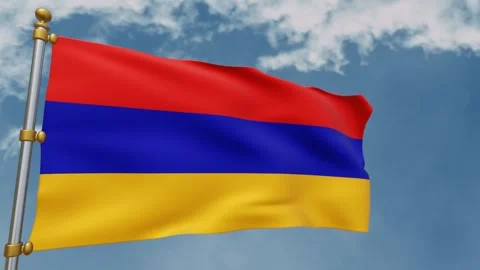 Armenian flag fluttering in the wind  Stock Footage 255676049