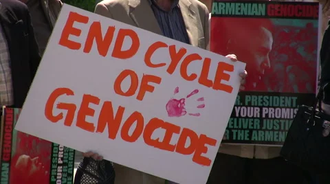 Armenian Genocide Protest - "End Cycle of Genocide" Close up Stock-Footage 5299151