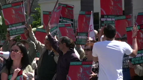 Armenian Genocide Protest - Protest Pan Stock Footage 5299216