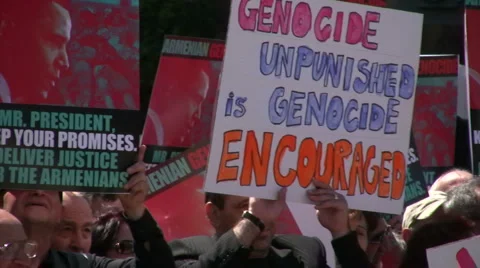 Armenian Genocide Protest - Signs pan Video stock 5299128