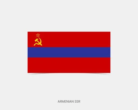 Armenian SSR Rectangle flag icon with shadow. 스톡 일러스트