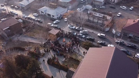 Armenian wedding ceremony drone view, cultural and traditional event 動画素材 301822053