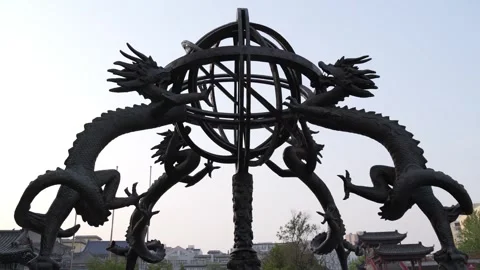 An armillary sphere is a model of objects in the sky Stock-Footage 275843228