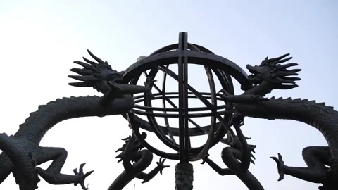An armillary sphere is a model of objects in the sky Stock-Footage 275843286