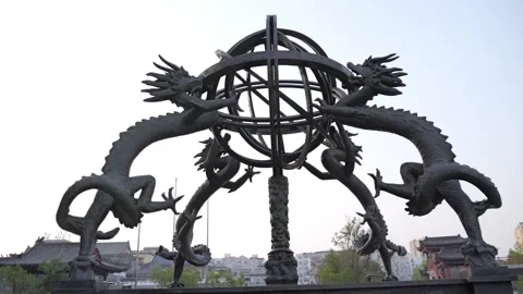 An armillary sphere is a model of objects in the sky Stock-Footage 275843289