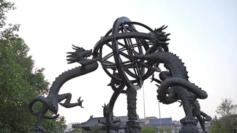 An armillary sphere is a model of objects in the sky Stock-Footage 275843318