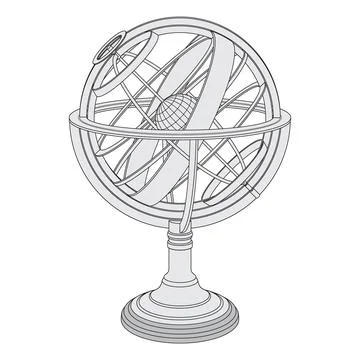 Armillary sphere on white background. Illustrazione stock