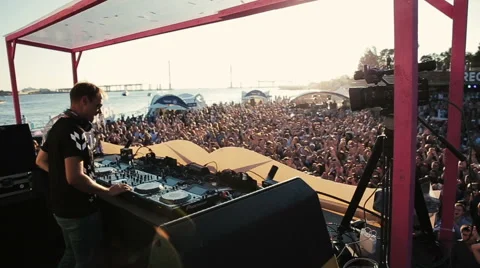 Armin Van Buuren dance with crowd. Slow motion Stock Footage 54136075