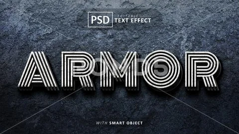 Armor 3d text effect editable PSD Template