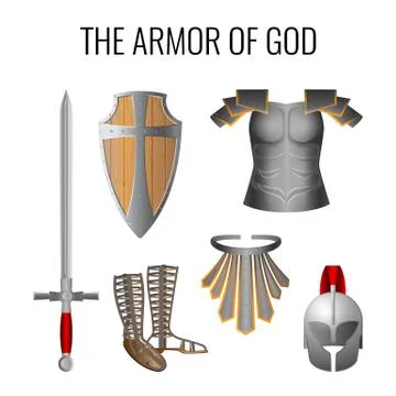 Armor of God elements set isolated on white. Vector 스톡 일러스트