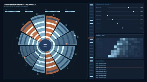 Armor Integrity Data HUD Seamless Loop Stock Footage 342582603