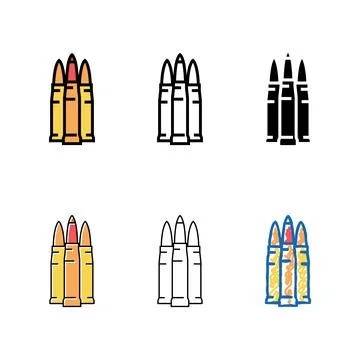 Armor piercing bullets color forms icon vector Stock Illustration