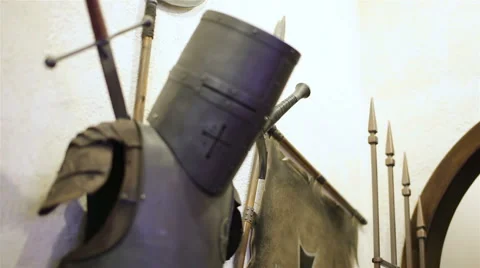 Armor suit on the wall Stock Footage 45444414