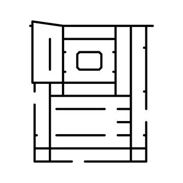 Armored storage safe cabinet security line icon 스톡 일러스트
