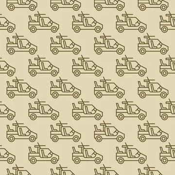 Armored Vehicle with Machine Gun vector concept line minimal seamless pattern Illustrazione stock