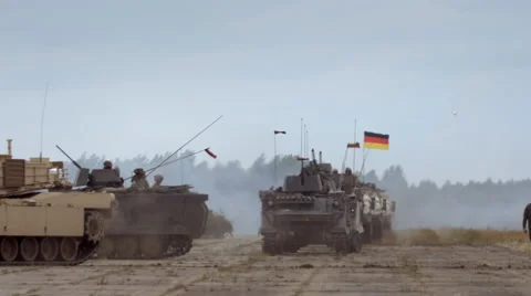Armored vehicles in smoke Stock Footage 67255475