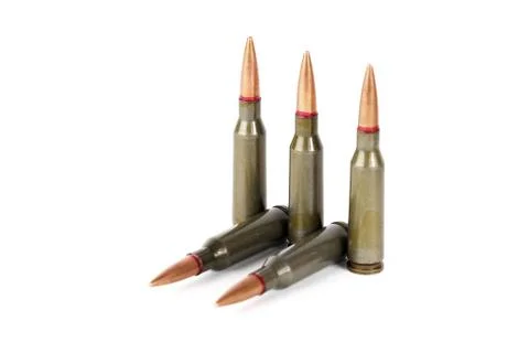 Armory ammunition close-up isolated on white background Stock Photos