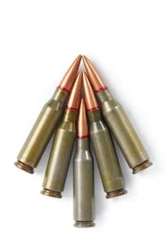 Armory ammunition close-up isolated on white background Stock Photos